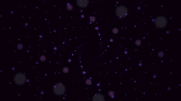 Abstract animation of twisting spiral of dots. Swirling spiral of colored muddy dots on black like starry outer space photo
