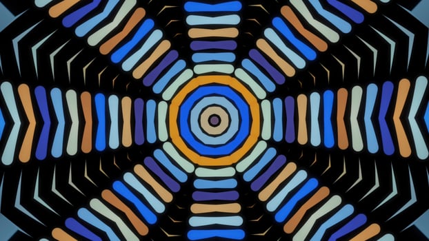Abstract radial background with animation of moving colorful patterns. Animation. Cartoon kaleidoscope, concept of LSD effect, seamless loop. photo
