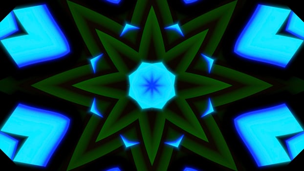 Pulsating pattern with psychedelic effect. Design. Floral pattern with colored center pulsates in motion. Psychedelic pattern with pulsating center photo