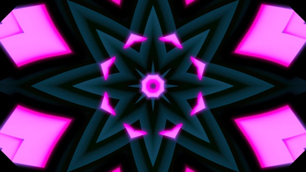 Pulsating pattern with psychedelic effect. Design. Floral pattern with colored center pulsates in motion. Psychedelic pattern with pulsating center photo