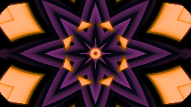 Moving pattern with pulsating shapes. Design. Star pattern with geometric shapes and psychedelic effect. Psychedelic pulsation of geometric pattern center photo