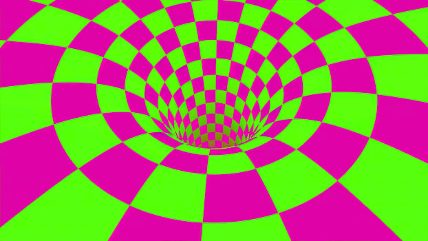 Chequered optical Illusion. Animation. Abstract visualization of a space wormhole or black hole. photo