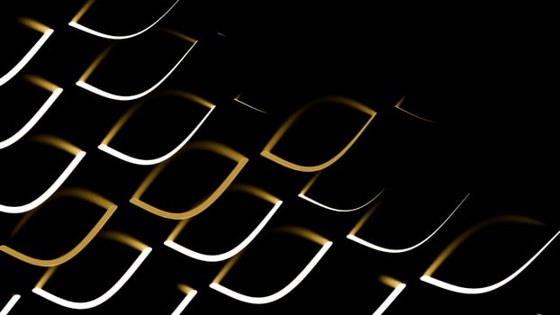 Slowly flowing geometric shapes on a black background. Design. Abstract scale pattern. photo