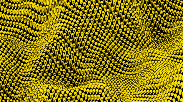 Canvas waves of small spheres. Design. 3d metallic glowing beads moving up and down. photo