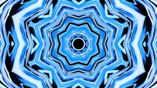 Abstract dynamic geometric tunnel, fractal element background. Design. Colorful star shaped kaleidoscope. photo