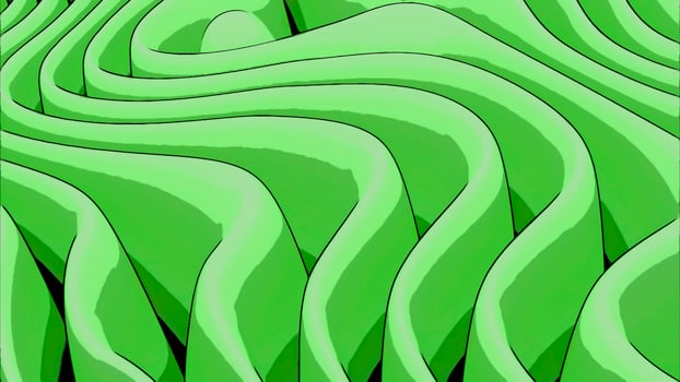 Green cartoon style flowing folds. Design. Endless bending and waving cloth. photo