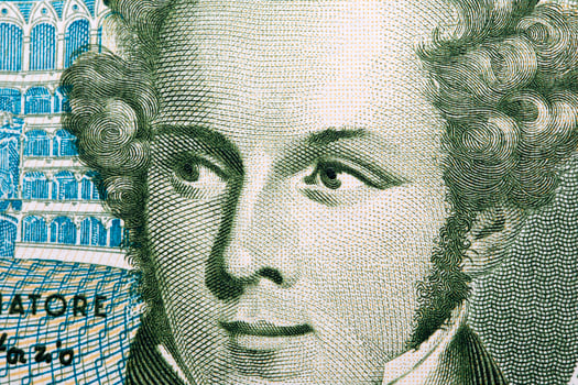 Vincenzo Bellini a closeup portrait from Italian money photo