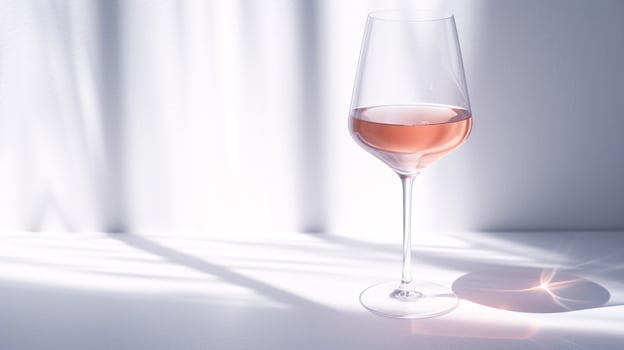 the dynamic elegance of a wine glass, capturing the interplay of light and liquid photo