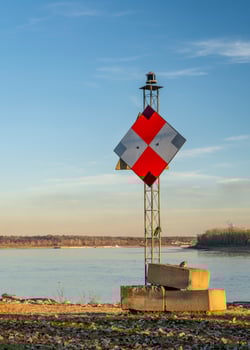 navigational marker at the confluence of Mississippi and Ohio Rivers below Cairo, IL photo