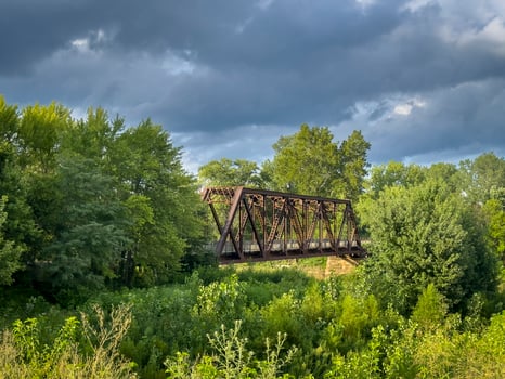 trestle on Katy Trail in Missouri over Auxvasse Creek near Mokane - 237 mile bike trail stretching across most of the state of Missouri converted from abandoned railroad photo