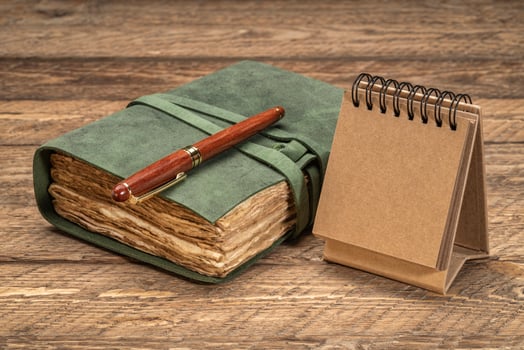 retro leather-bound journal photo