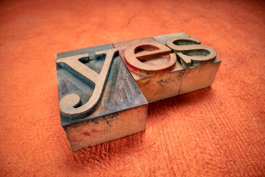 yes - word in letterpress wood type photo