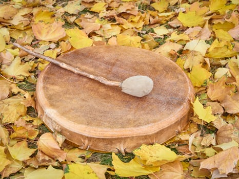 shaman frame drum with a beater photo