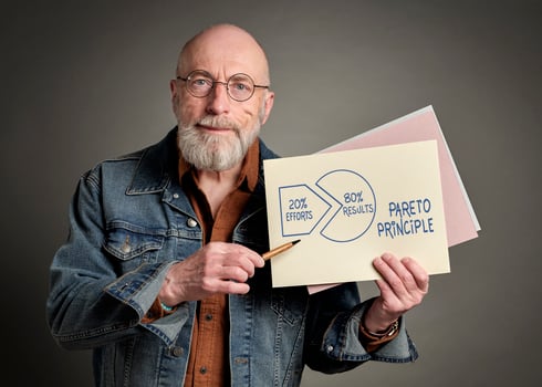 senior male teacher is explaining Pareto principle photo