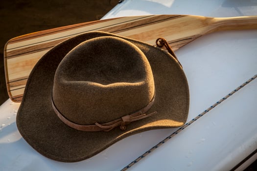 paddle, hat and canoe photo