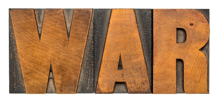 war - isolated word in vintage letterpress wood type photo