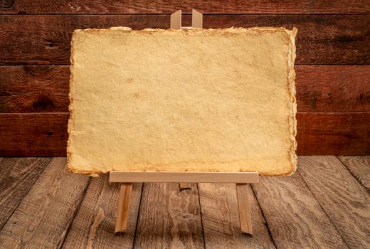 small easel sign with handmade yellow paper photo