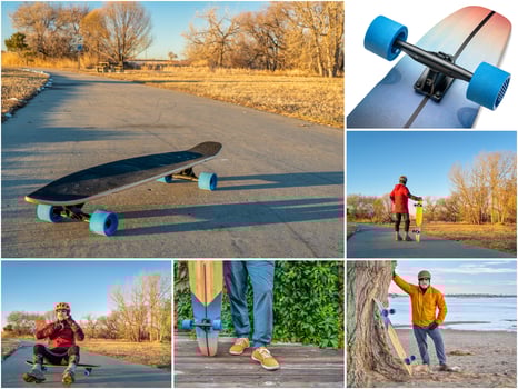 long cruising skateboard on bike trails in Colorado photo