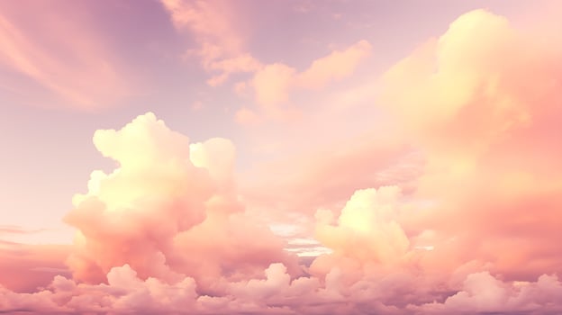 Cloud background with soft pink and orange hues during tranquil sunset photo