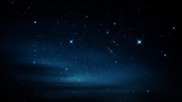 Starry night background with radiant celestial bodies and light trails photo