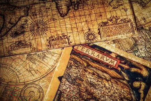 Old vintage ancient maps photo