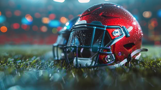 AI generated Football Helmet on Field photo
