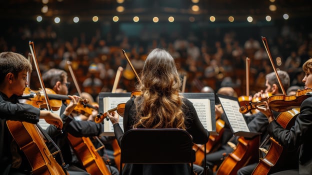 AI generated Woman Playing Violin at Concert photo