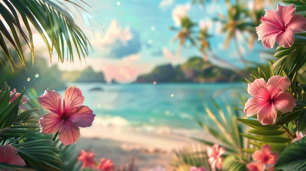 AI generated Summer Accessories on Blue Background photo