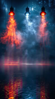 AI generated Street Light Illuminating Foggy Night photo