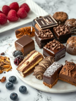 AI generated a fourchette of chocolate cakes, realistic photo