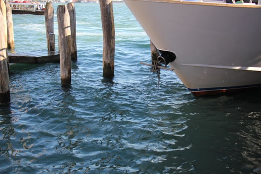 A pier on the shore for mooring boats and yachts. photo