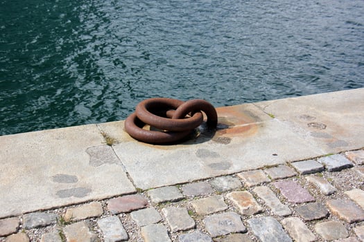 A pier on the shore for mooring boats and yachts. photo