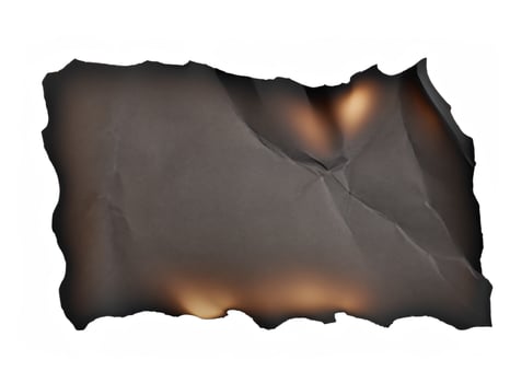 burnt paper isolated on a white background photo
