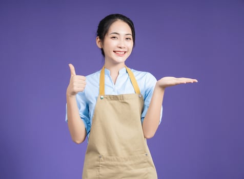 Image of young Asian woman on background photo