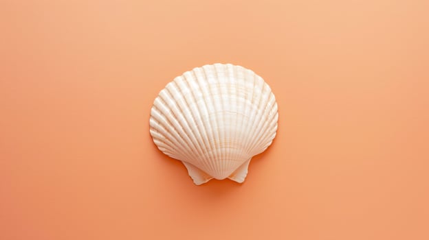 A single seashell, delicately placed against a colored background, captures the essence of the ocean photo