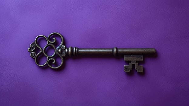 A solitary antique key, placed on a clear surface, becomes a symbol of mystery and possibilities photo