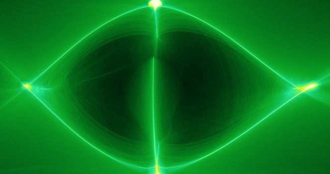 Abstract Design In Green And Yellow Lines Curves Particles On Dark Background photo