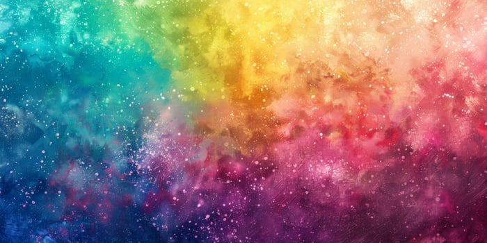 AI generated A vibrant background with a rainbow of colors and a galaxy in the sky photo