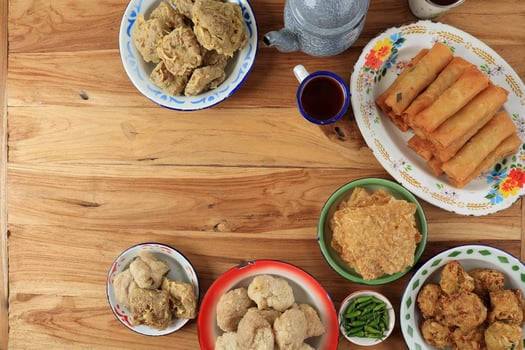 Top View Various Gorengan for Takjil Breaking the Fast photo