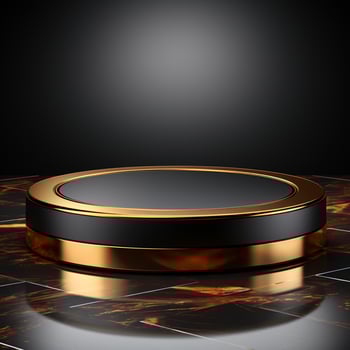AI generated 3D illustration of blank product background for cream cosmetics Modern black podium background photo