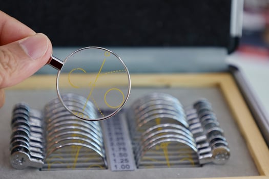Glasses lens for eye exam photo