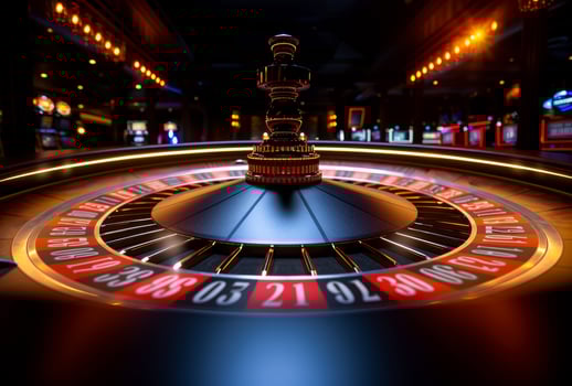 AI generated Roulette in the casino. The rapid spin of a roulette wheel photo