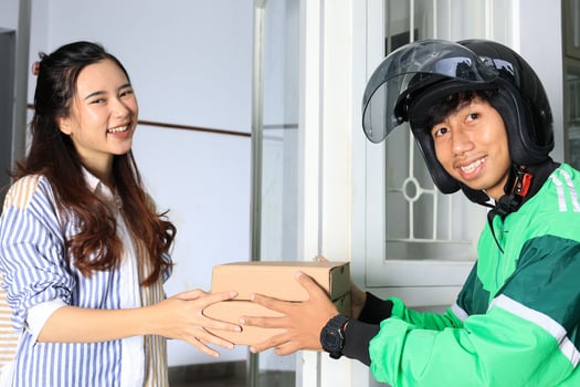 Online Driver Delivering Package Box photo