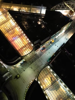 Aerial Night View of Illuminated City Centre Buildings of Birmingham Central City of England United Kingdom. March 30th, 2024 photo