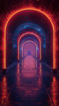 AI generated Neon-Lit Stairs Descending photo