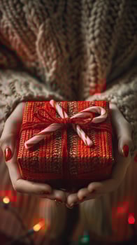 AI generated Woman Holding Wrapped Present photo