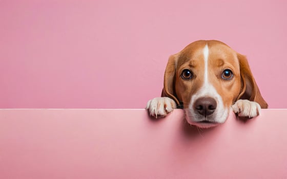 dog, love your pet day, banner, greeting card, social media, pink background photo
