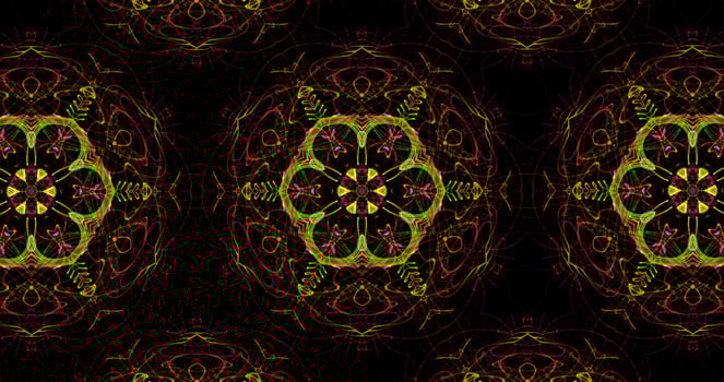 Kaleidoscopic Pattern On Dark Background In Vibrant Colors photo