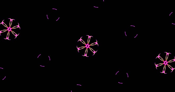 Abstract Kaleidoscope Patterns On Dark Background In Purple Yellow Lines photo