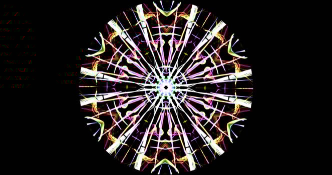 Kaleidoscopic Pattern On Dark Background In Vibrant Colors photo